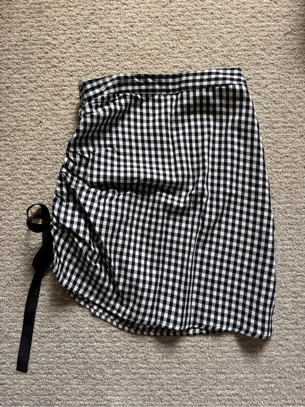 NEON ROSE Black & White Gingham Asymmetrical Adjustable Side-Tie Skirt